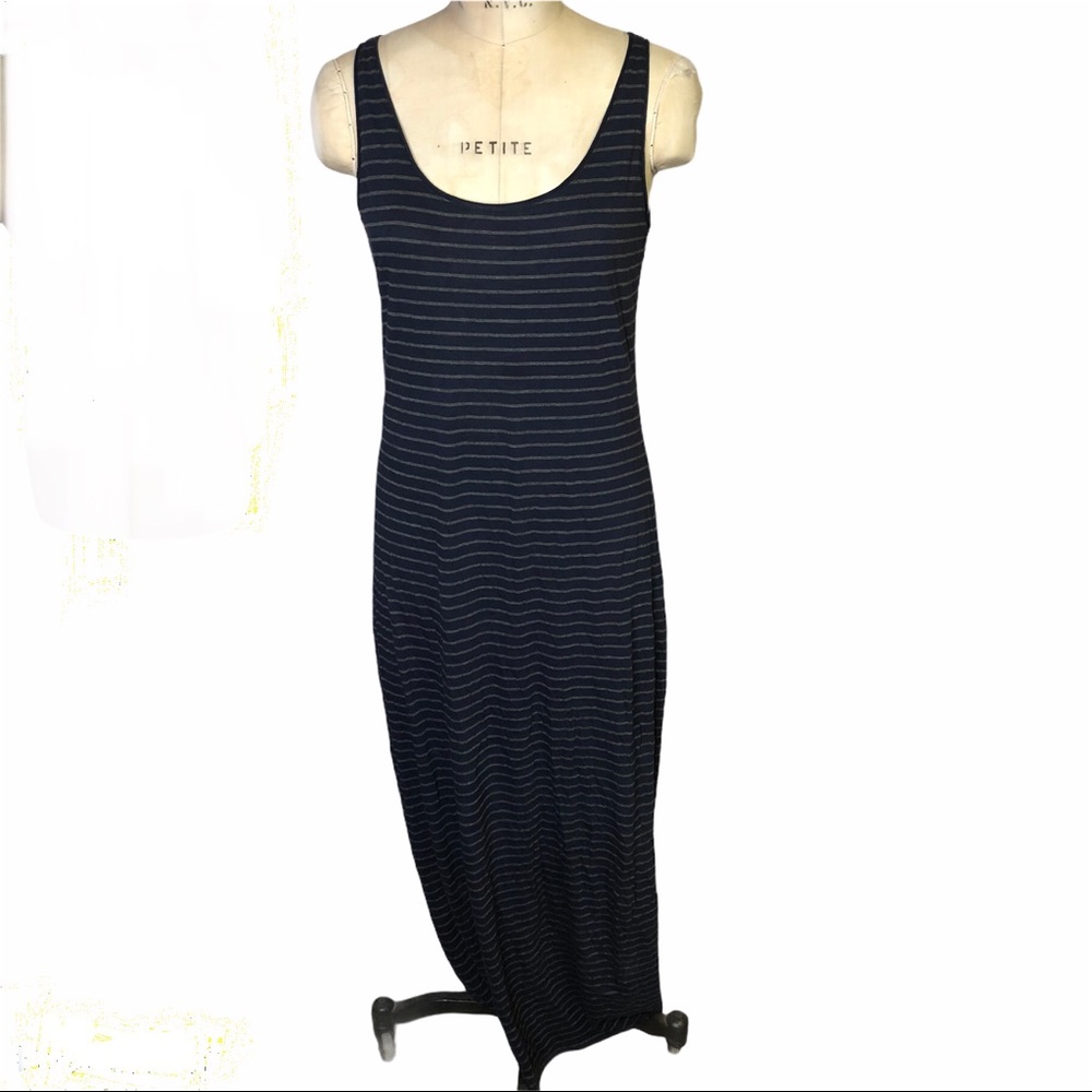 Three dots striped navy blue maxi dress